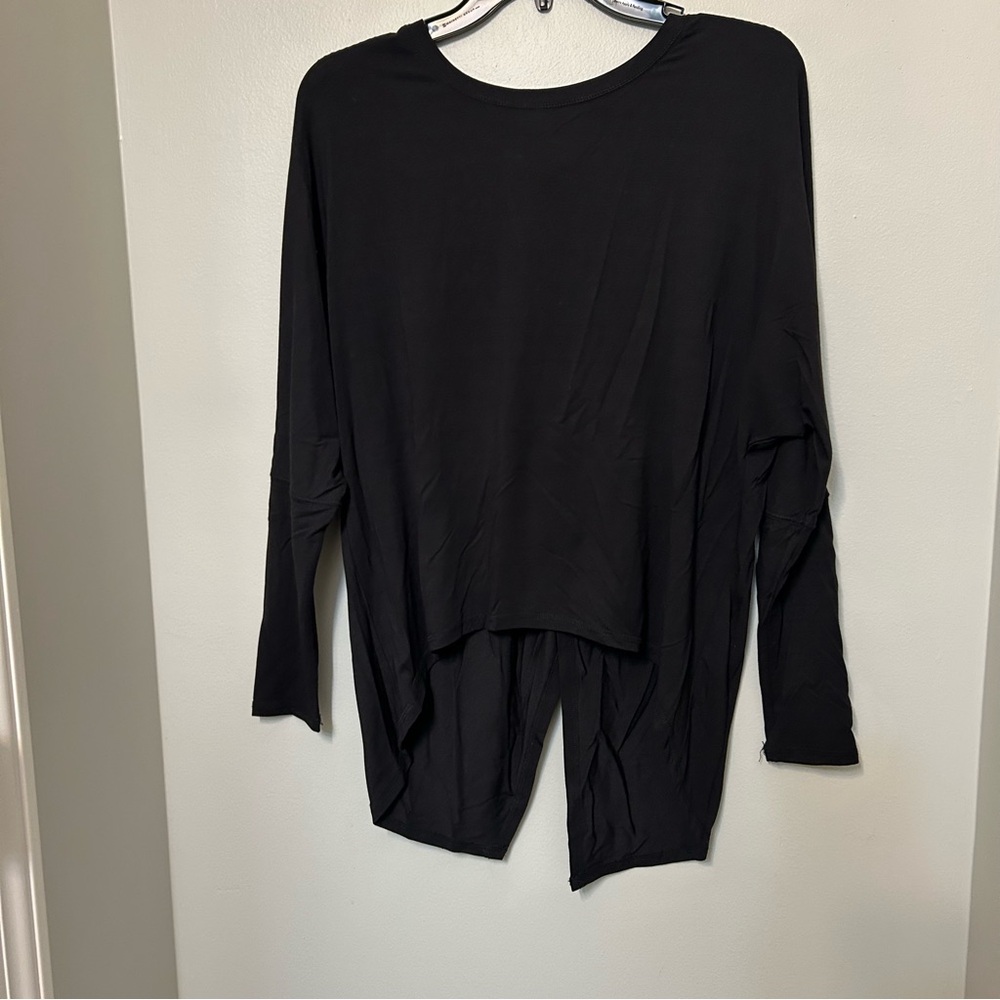 Matilda‎ Jane Top Womens S Tunic Black Long Sleeve High Low Hem Knit Criss Cross
